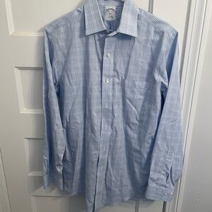 Brooks Brothers Light Blue Checkered Dress Shirt